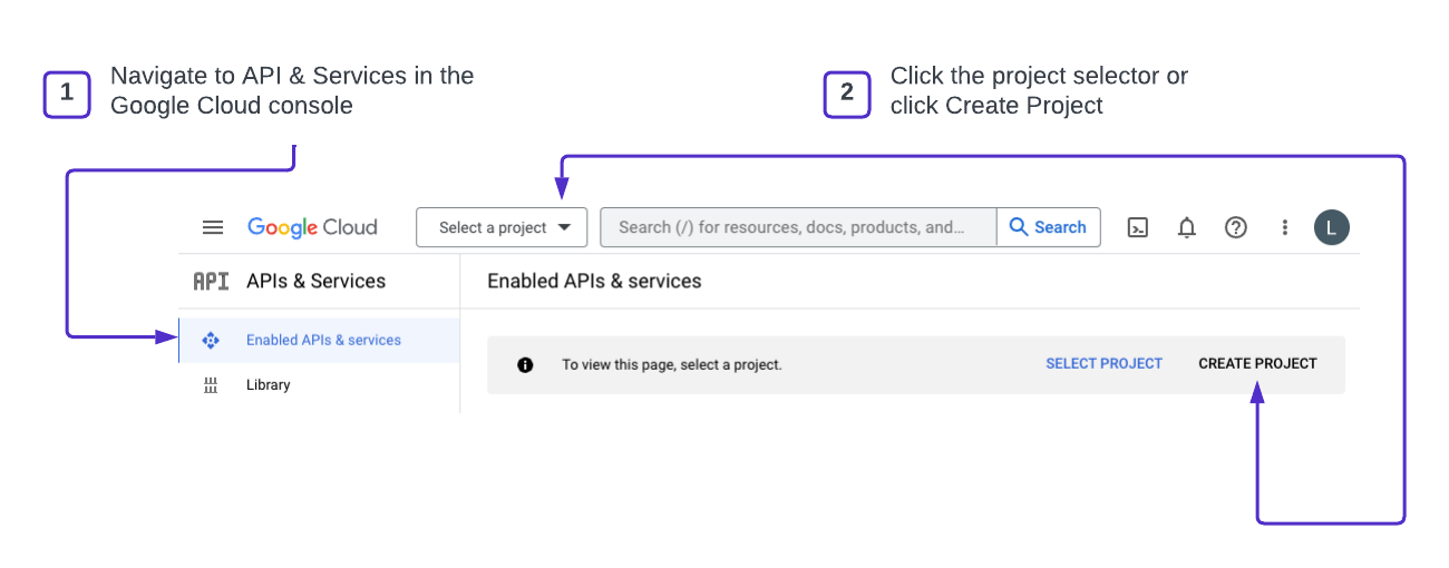 Create or select a project